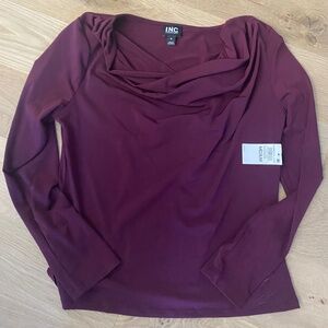 Deep Maroon Cowlick Top - M - NEW!